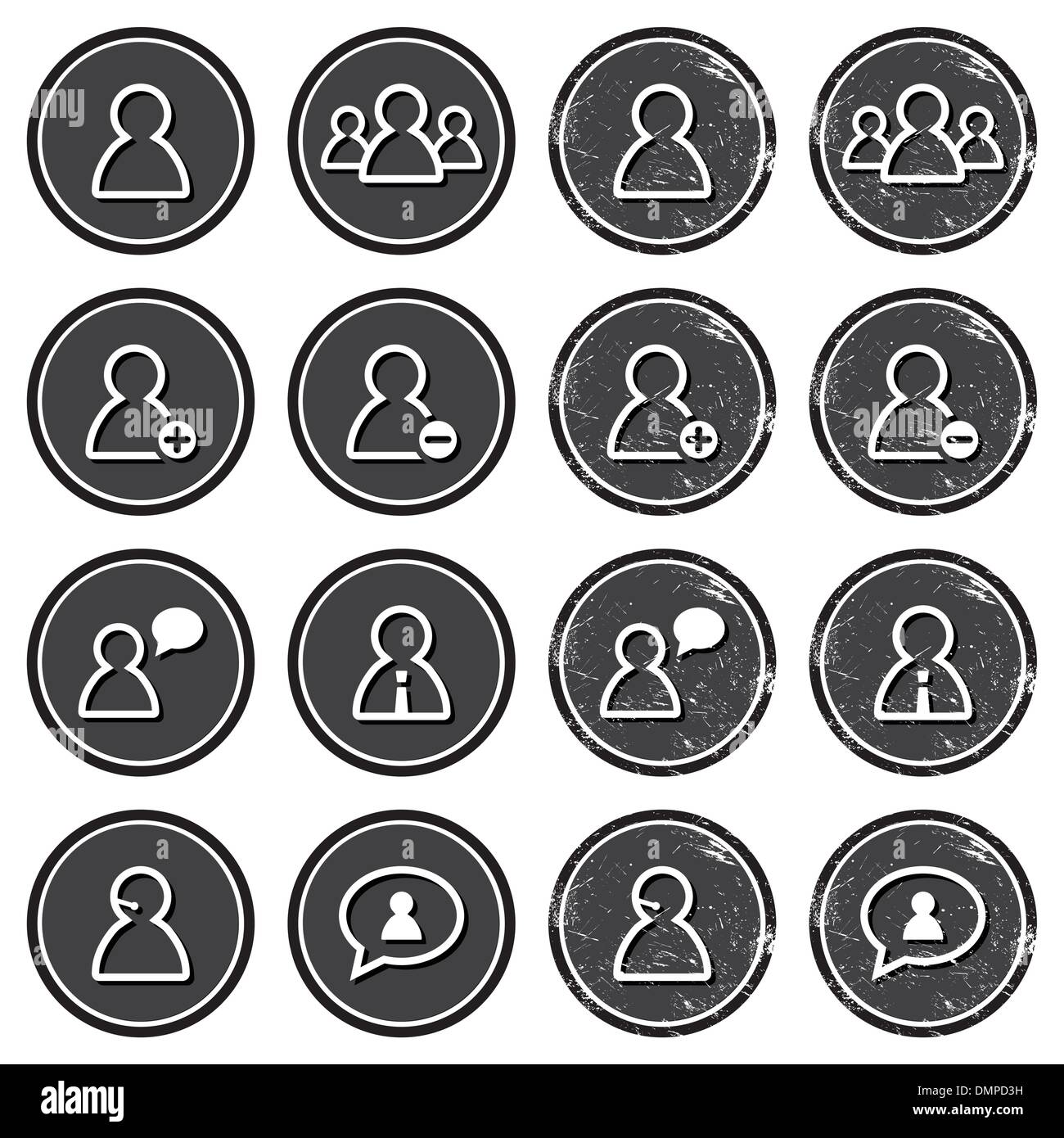 Utente etichette retrò set - imprenditore, servizio clienti, avatar personale Illustrazione Vettoriale