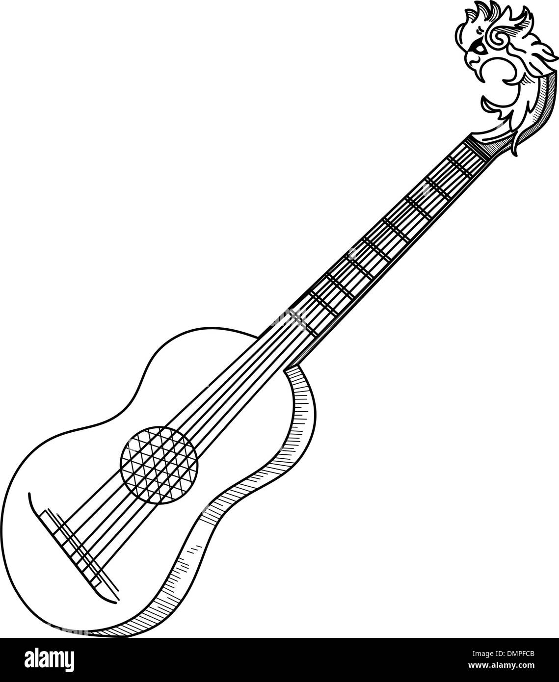 Chitarra su uno sfondo bianco Illustrazione Vettoriale