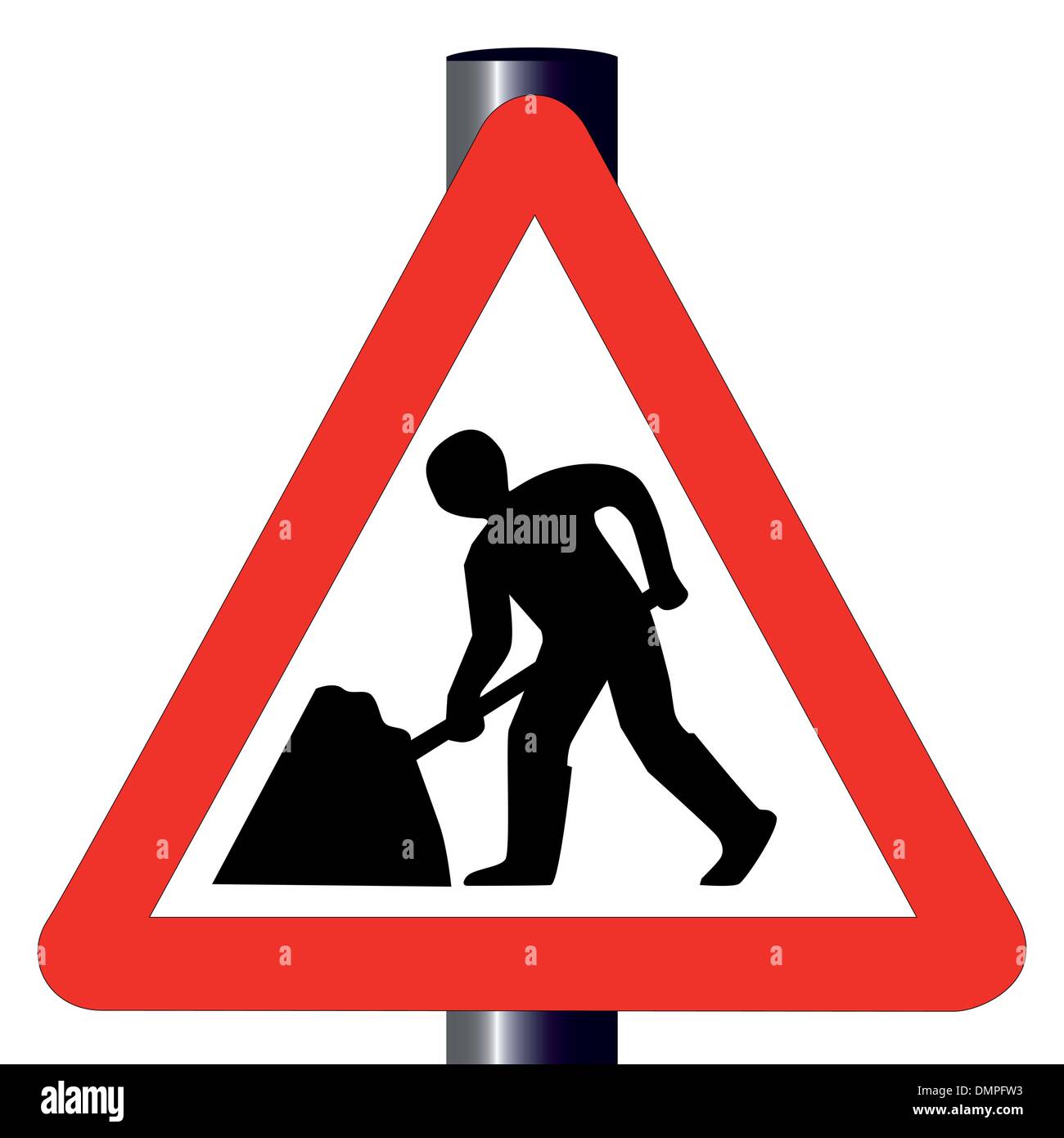 Gli uomini al lavoro segno di traffico Illustrazione Vettoriale