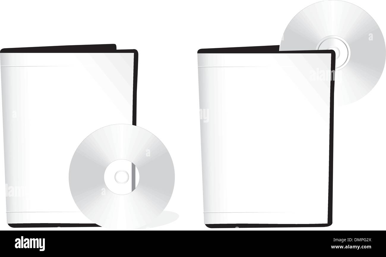 Due scatole con dischi DVD di colore bianco Illustrazione Vettoriale