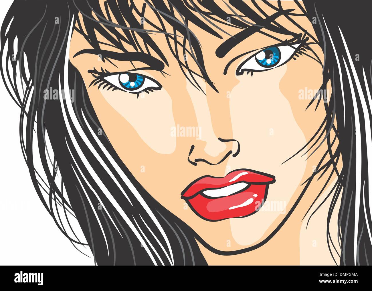 Viso Di Donna In Close Up Fumetto Immagine E Vettoriale Alamy
