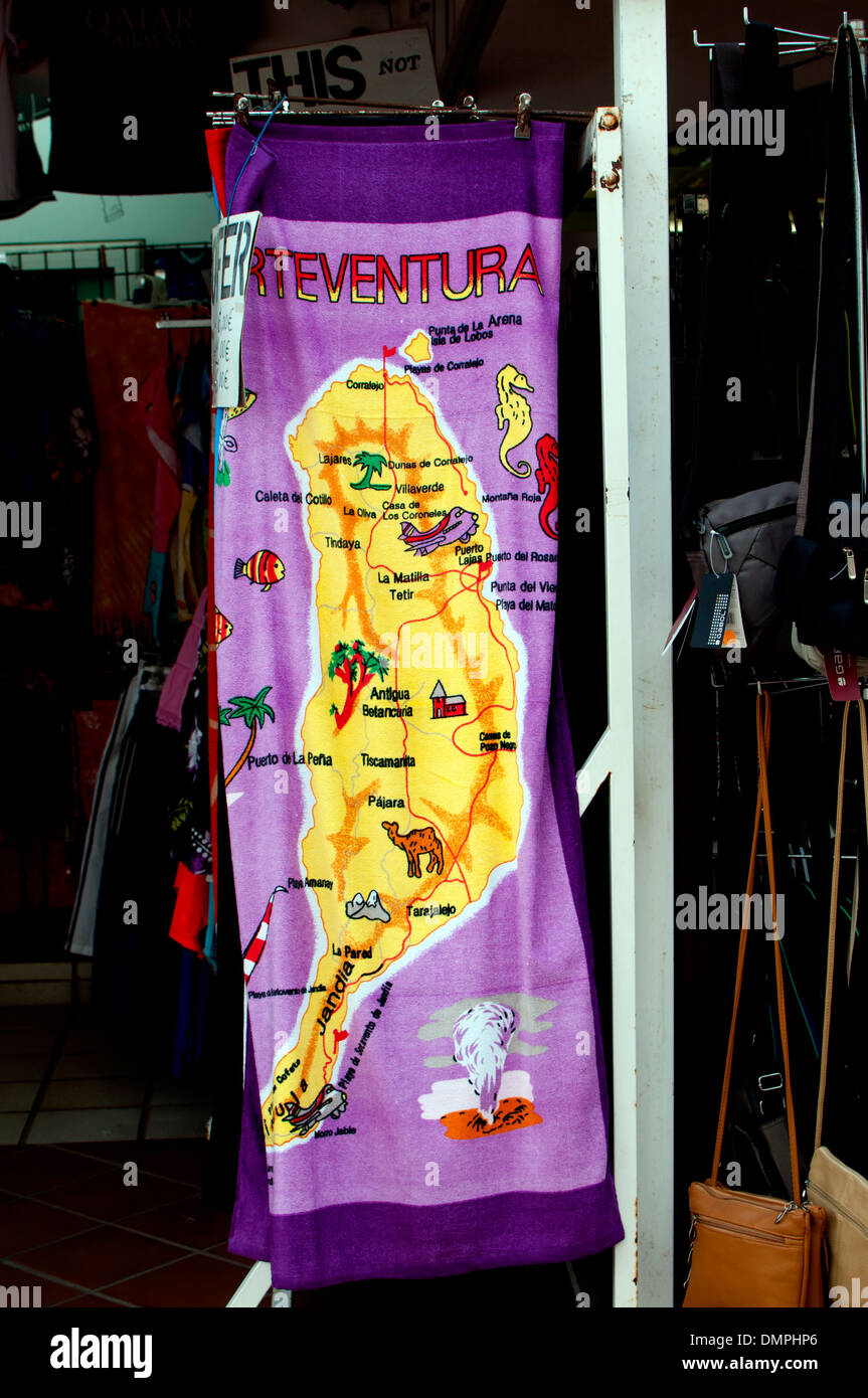 Fuerteventura mappa sul telo da spiaggia in vendita. Foto Stock