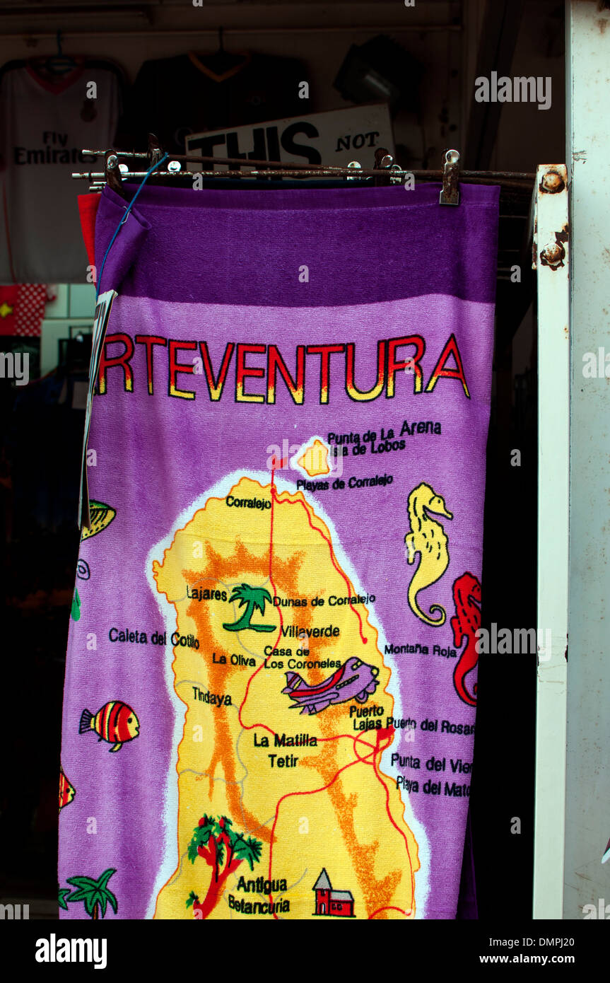 Fuerteventura mappa sul telo da spiaggia in vendita. Foto Stock