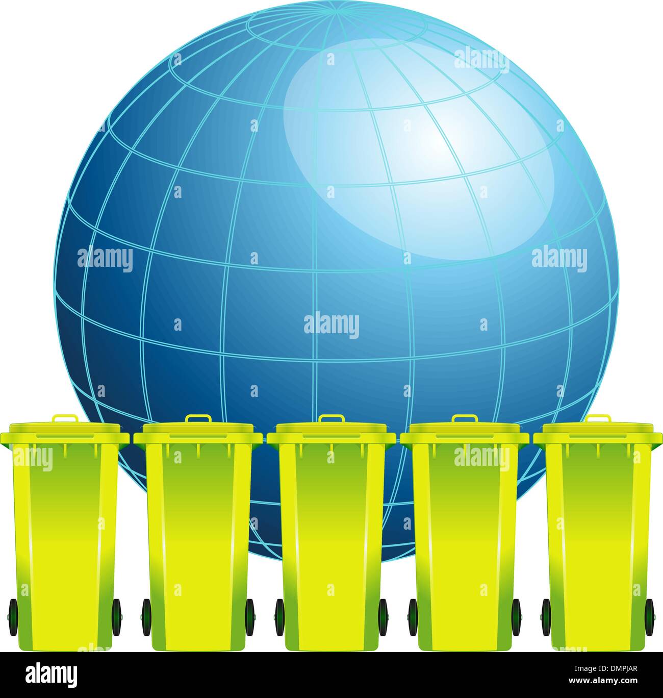 Globo terrestre con spazzatura,concetto di inquinamento dell ambiente Illustrazione Vettoriale