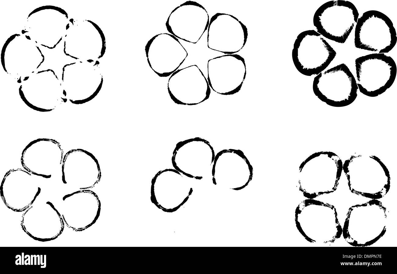 Grungy forma di fiore raccolta Illustrazione Vettoriale