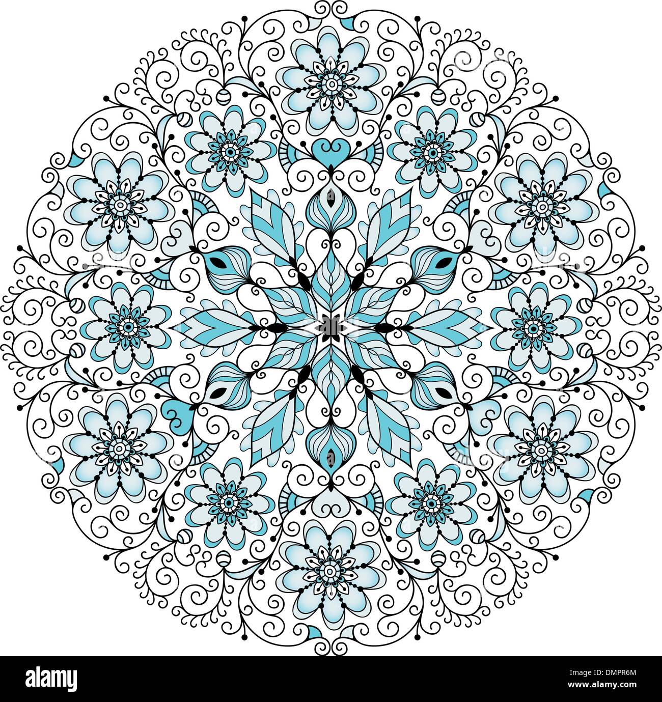 Floral lacy vintage cornice rotonda Illustrazione Vettoriale