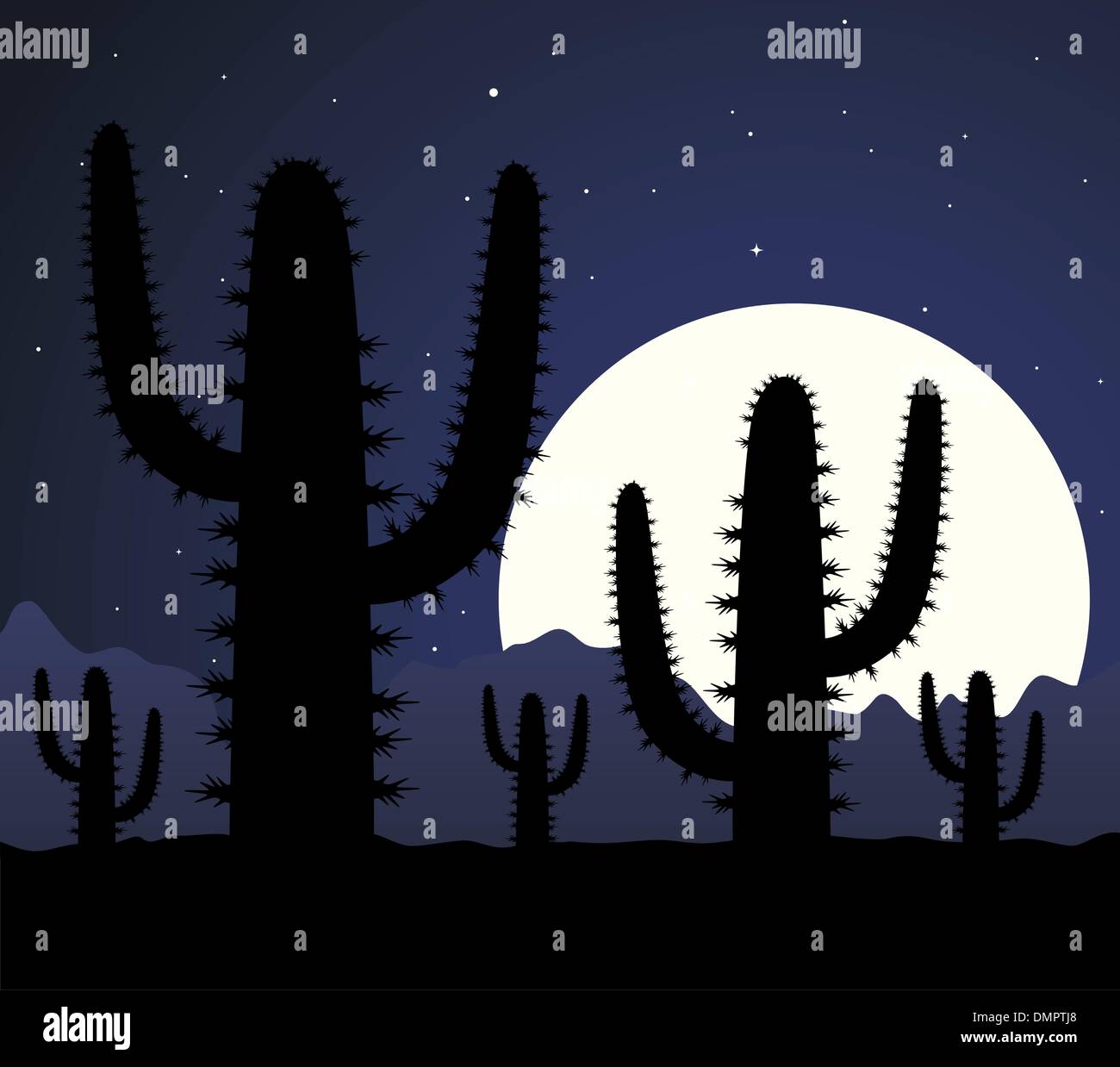 Vector cactus nel deserto Illustrazione Vettoriale