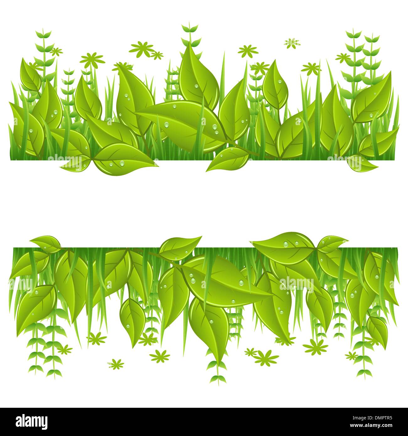 Eco-Green Line con foglie Illustrazione Vettoriale