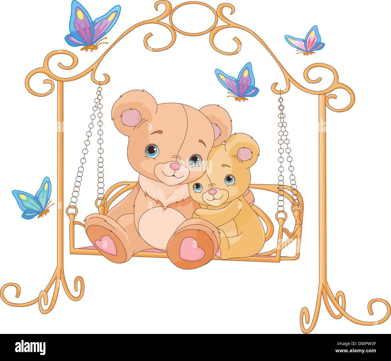 Coppia di orsi su uno swing Illustrazione Vettoriale
