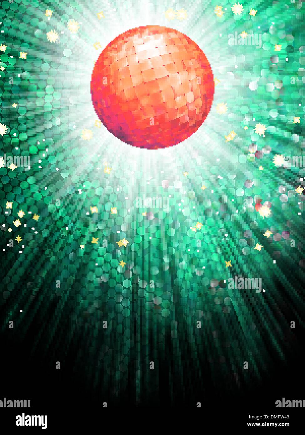 Discoteca rosso sfera sul mosaico di luce particolare. EPS 10 Illustrazione Vettoriale