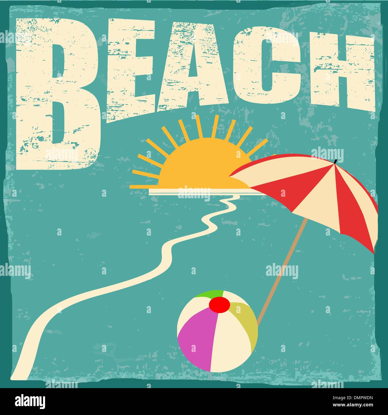 Spiaggia retyro poster Illustrazione Vettoriale