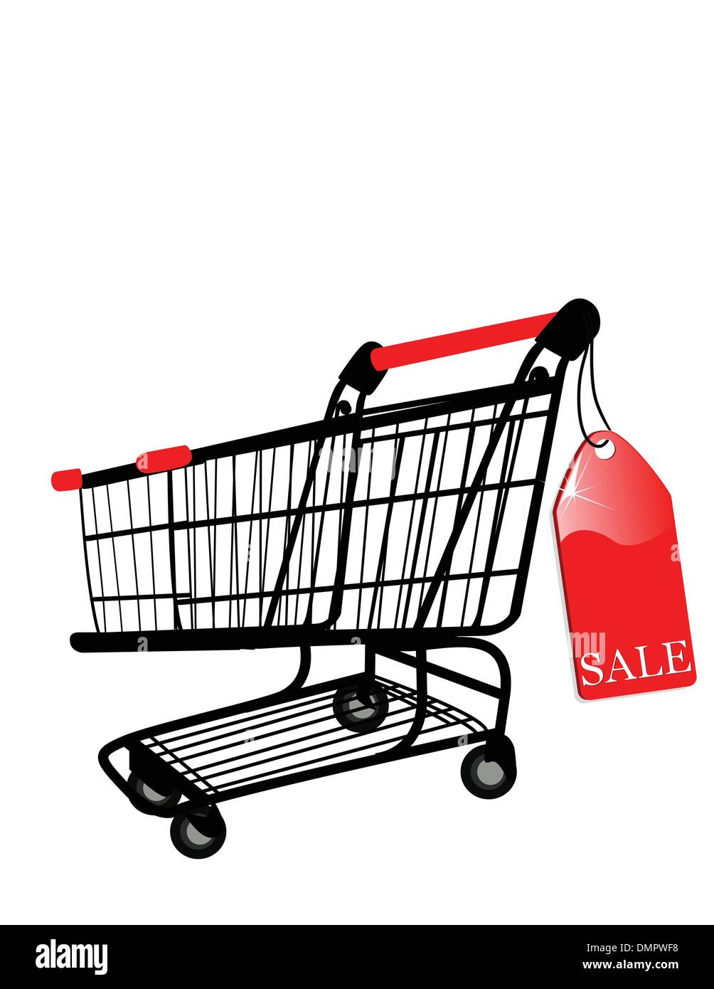 Il vettore carrello con etichetta di vendita Illustrazione Vettoriale