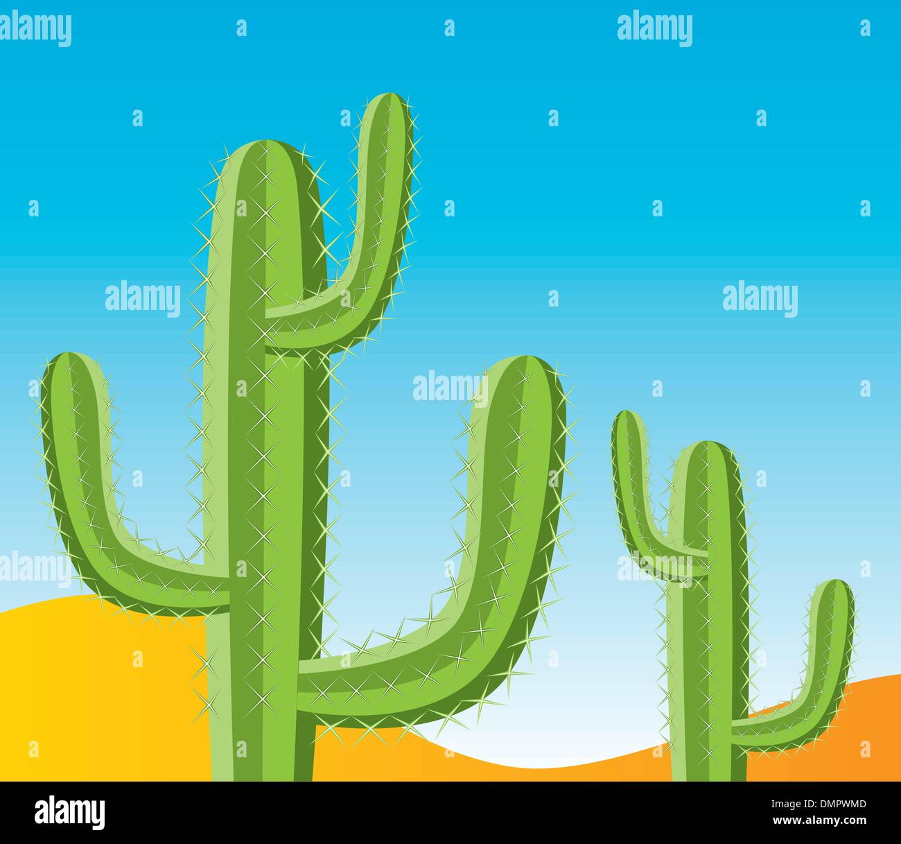 Vector cactus nel deserto Illustrazione Vettoriale