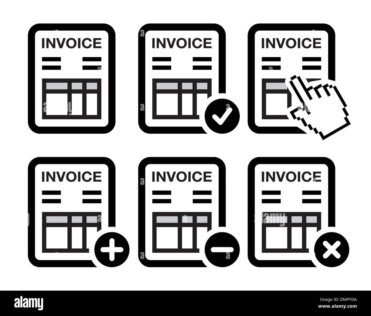 Fattura, finanziare vettore set di icone Illustrazione Vettoriale
