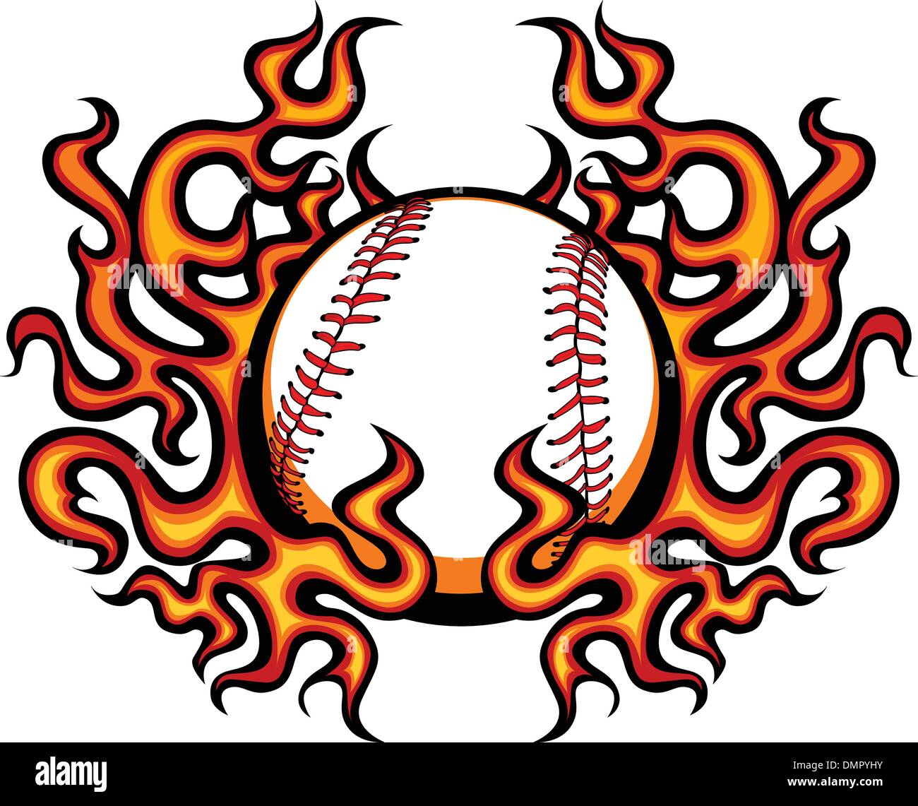 Modello di baseball con fiamme immagine vettoriale Illustrazione Vettoriale