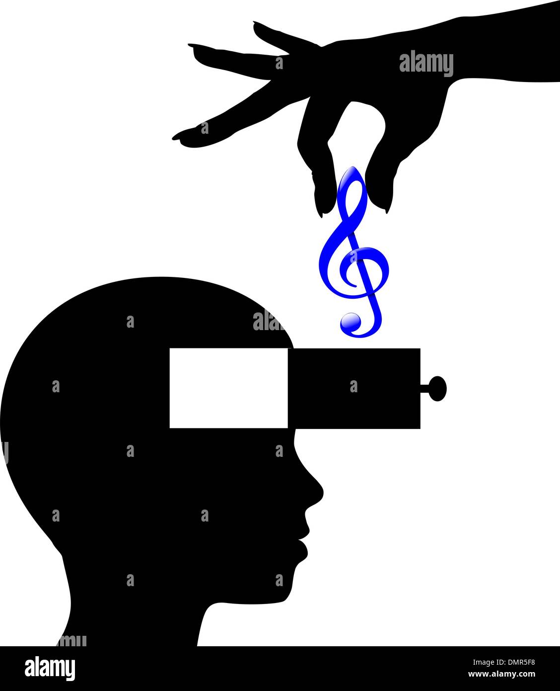 Il download di musica o le lezioni in mente aperta persona Illustrazione Vettoriale