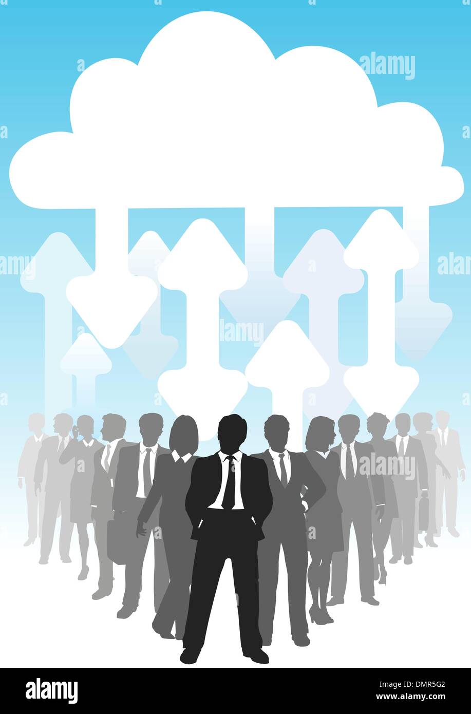 Esso frecce collegare la gente di affari il cloud computing Illustrazione Vettoriale