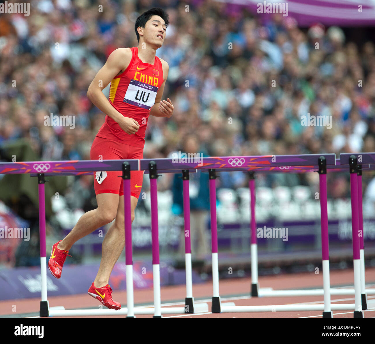 Liu Xiang London 2012 Giochi Olimpici - Uomini 110m Hurdles - Stadio Olimpico Londra Inghilterra - 07.08.12 Foto Stock