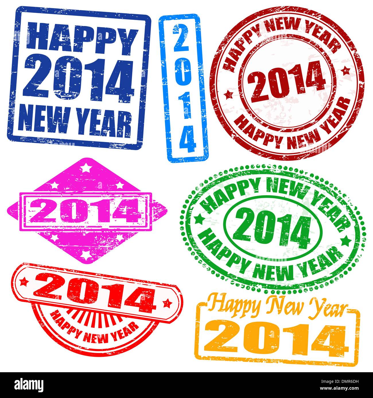 2014 Anno nuovo francobolli Illustrazione Vettoriale