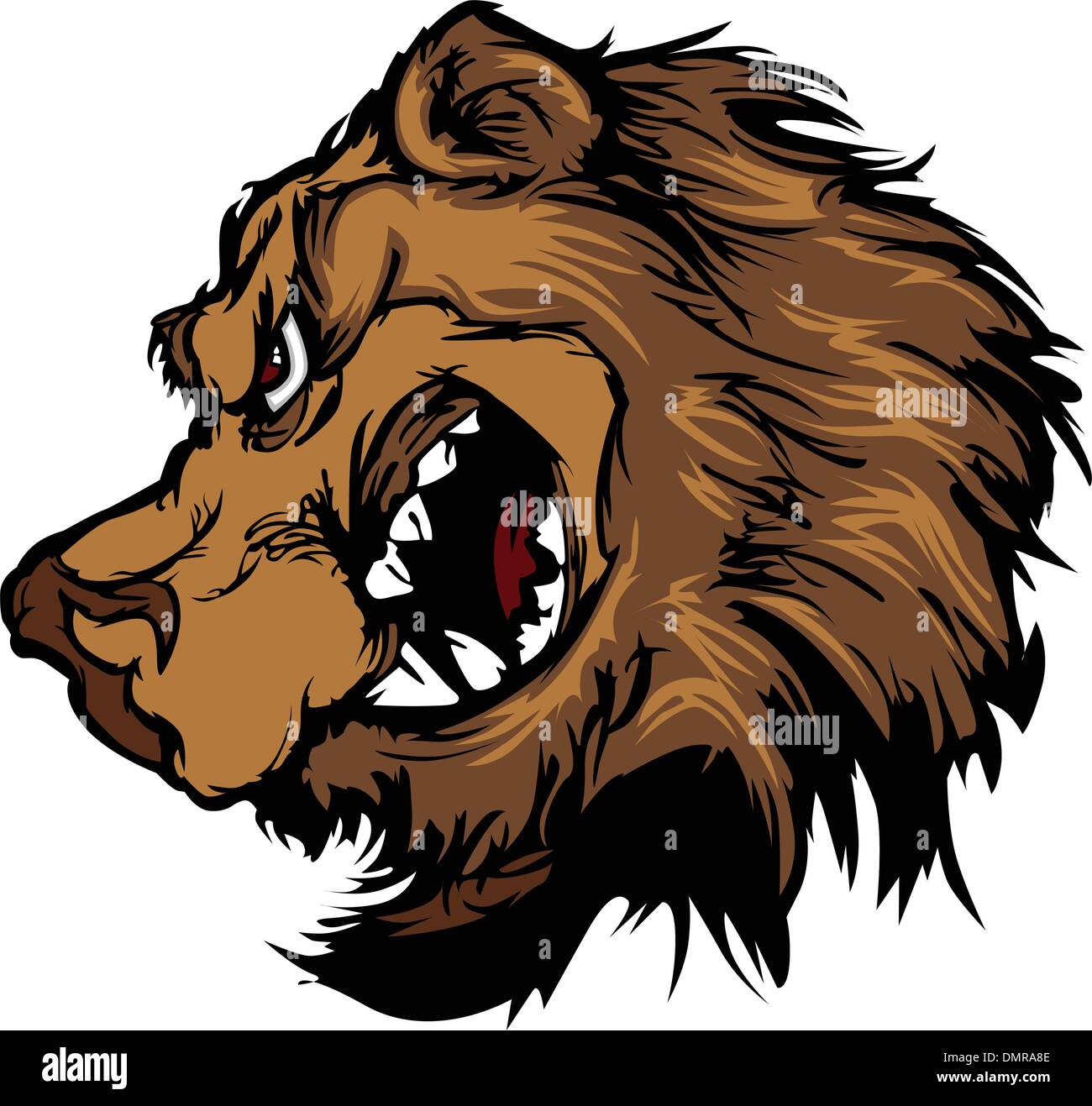 Orso grizzly testa mascotte cartoon vettoriale Illustrazione Vettoriale