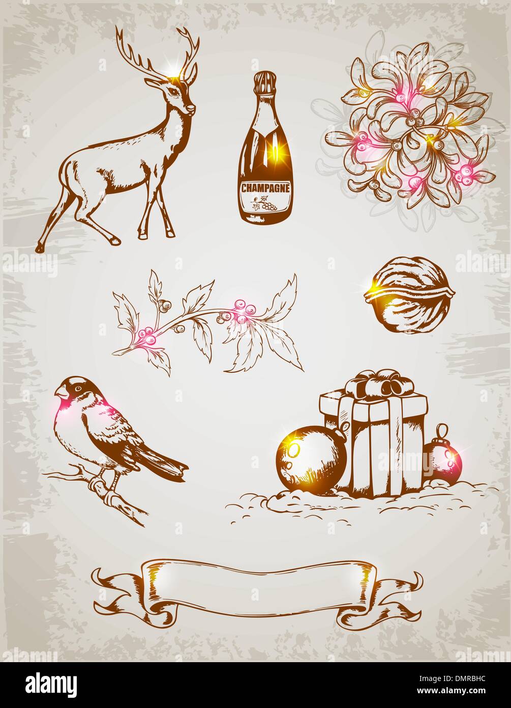 Natale elementi di design Illustrazione Vettoriale