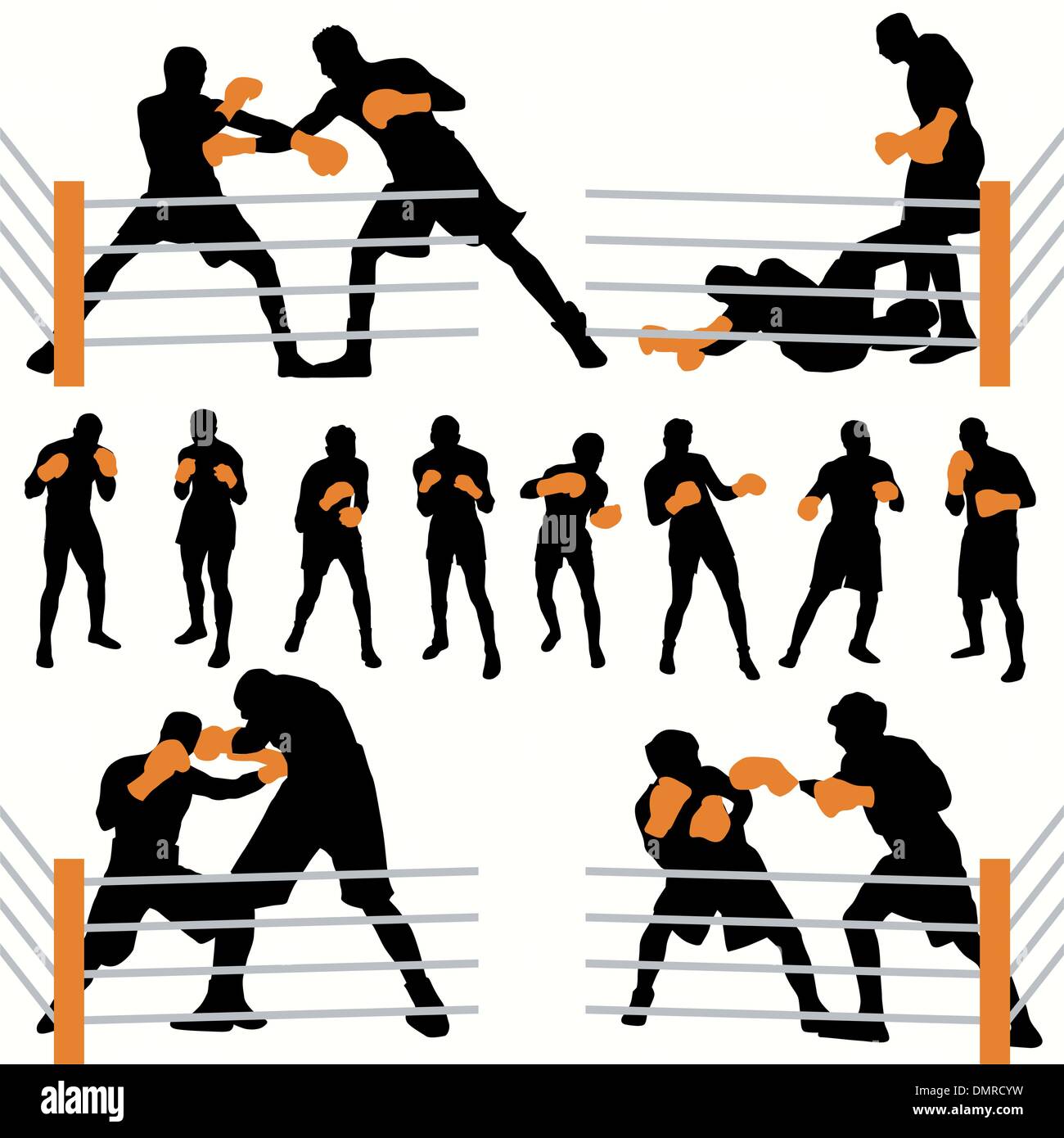 Pugili sagome impostato Illustrazione Vettoriale