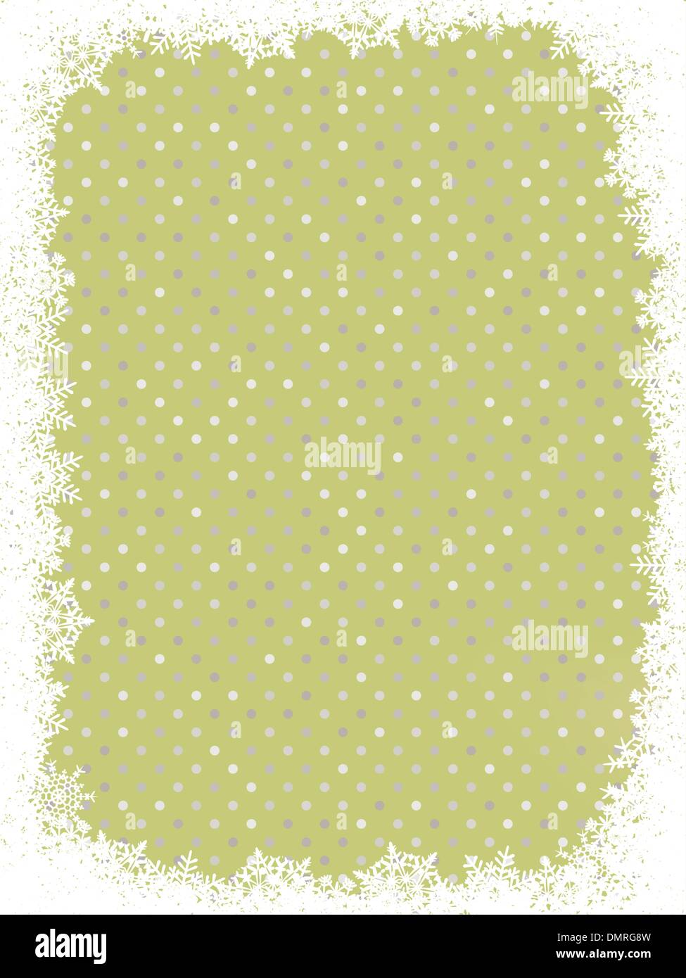 Green polka dot design con i fiocchi di neve. EPS 8 Illustrazione Vettoriale