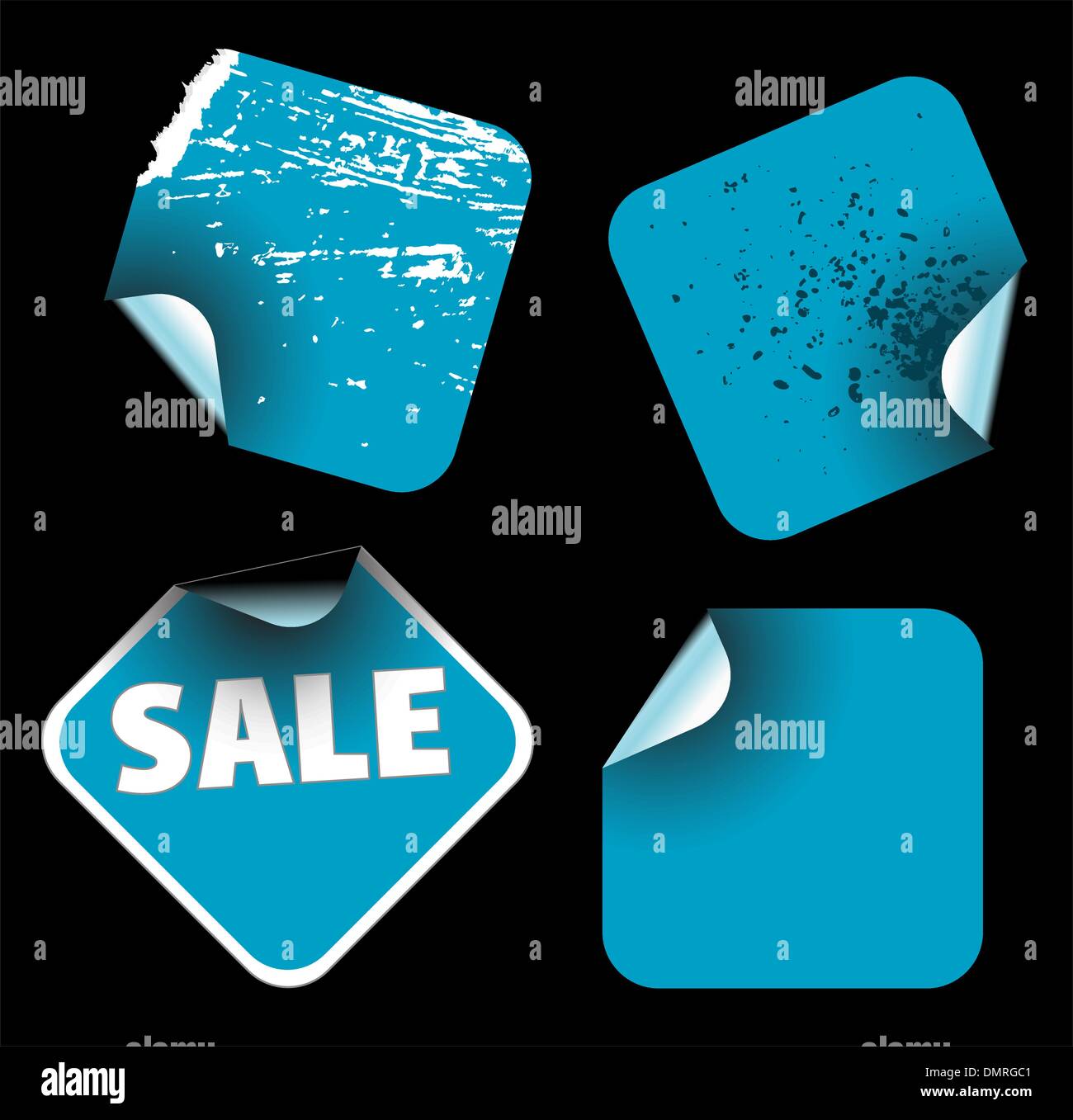 Blue Square di etichette Illustrazione Vettoriale