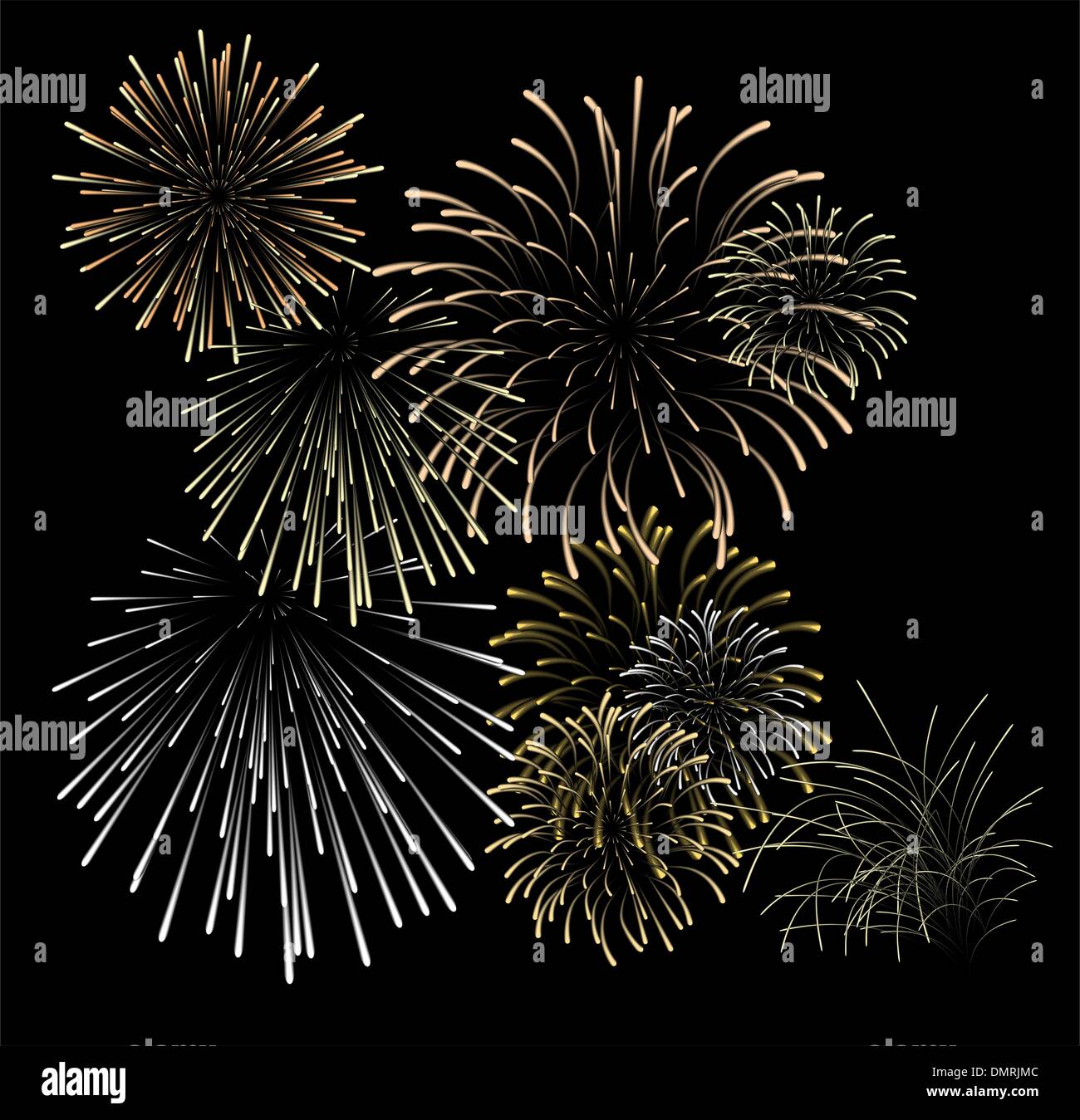 Set di argento dorato e fuochi d'artificio Immagine e Vettoriale - Alamy