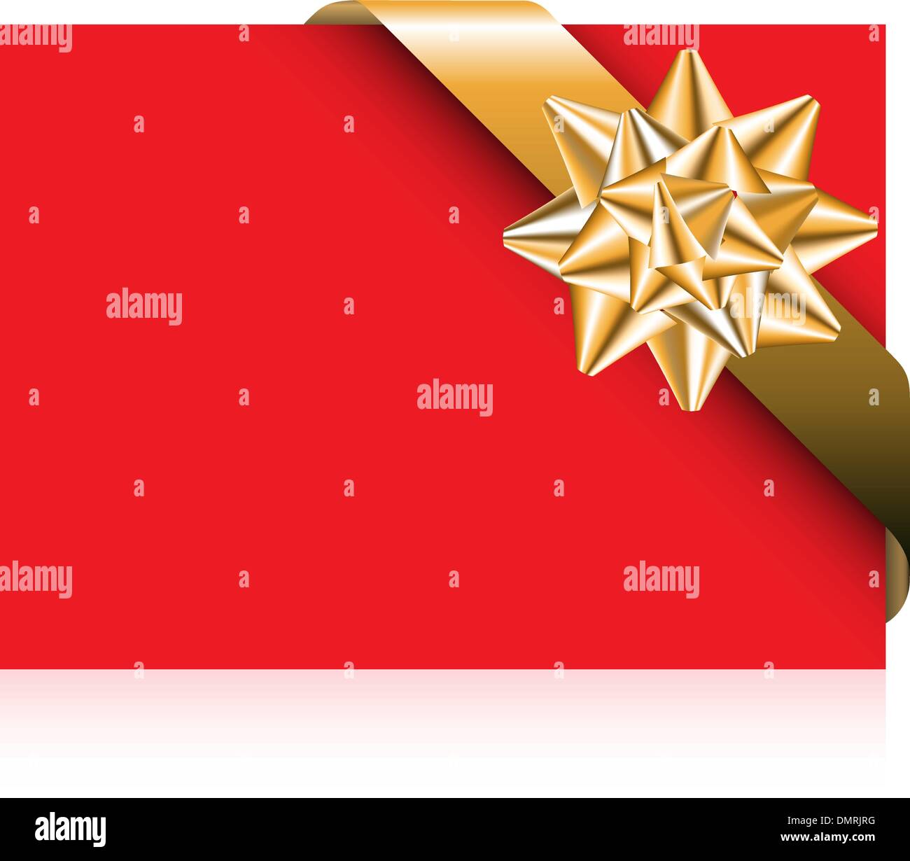 Red Card con golden bow Illustrazione Vettoriale