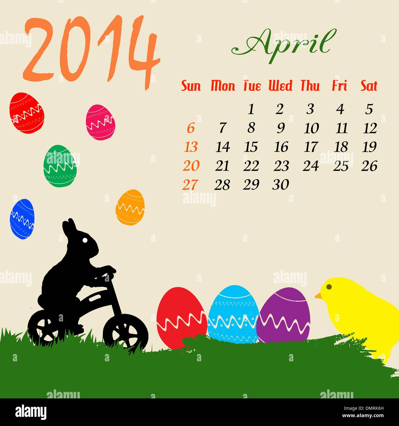 Calendario per il 2014 Aprile Illustrazione Vettoriale