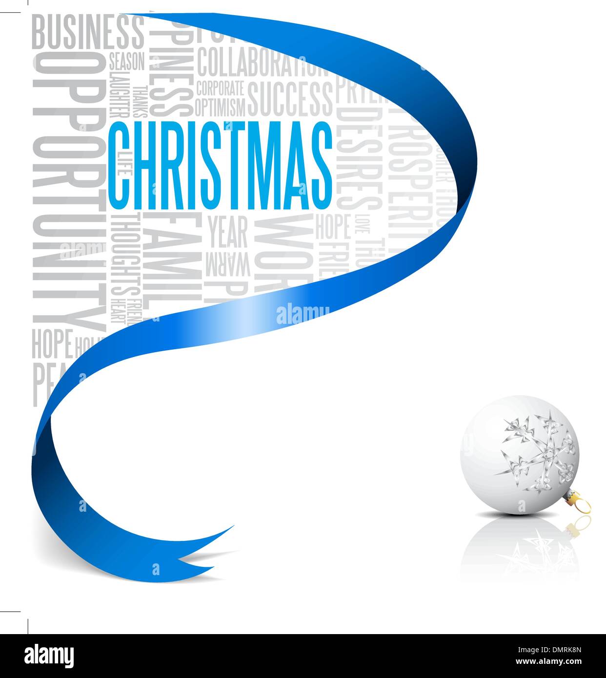 Scheda di Natale con nastro blu Illustrazione Vettoriale