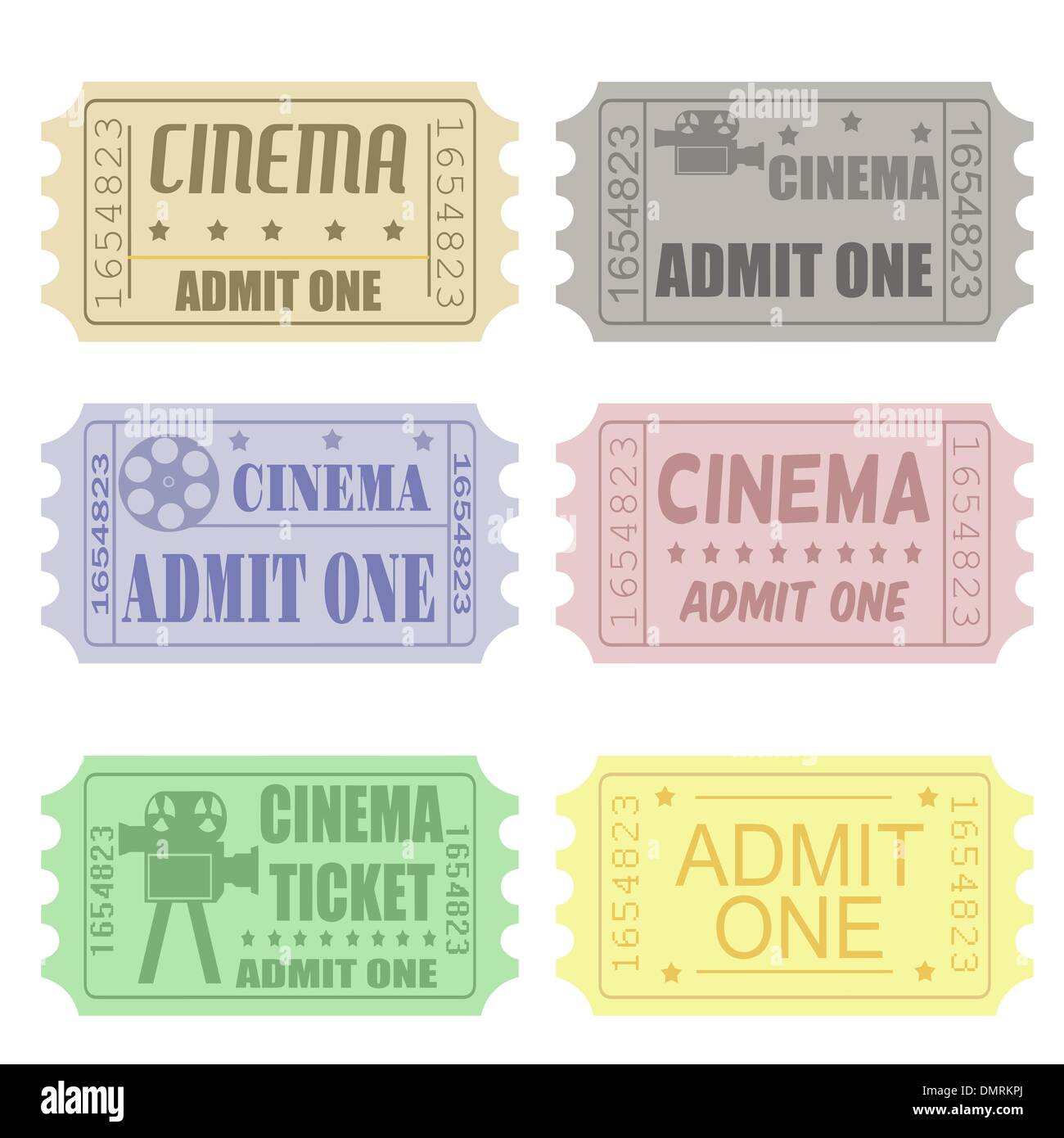 Set di biglietti del cinema Illustrazione Vettoriale