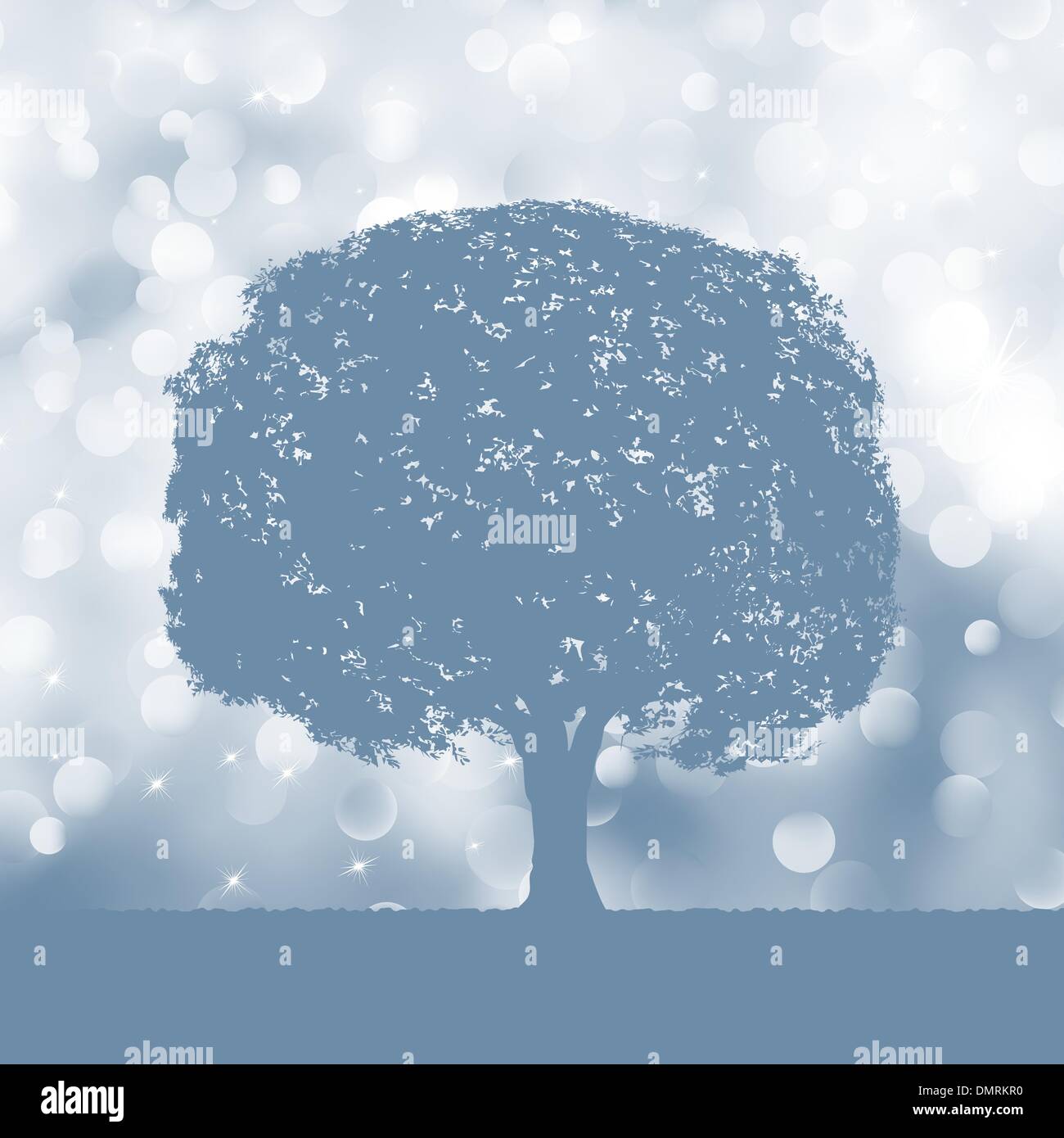 Silhouette ad albero blu e bianco paesaggio. EPS 8 Illustrazione Vettoriale