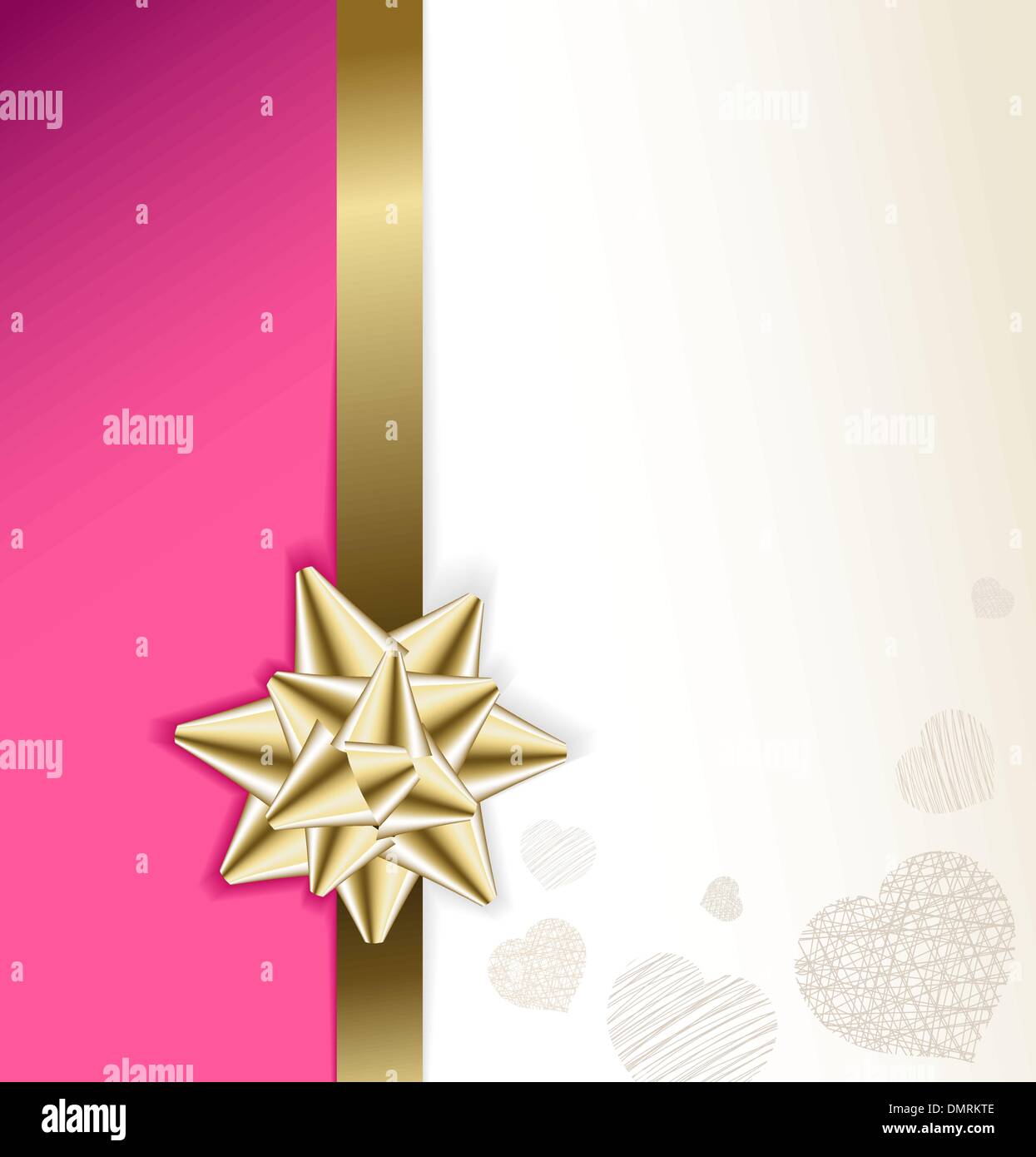 Scheda di San Valentino con golden bow Illustrazione Vettoriale