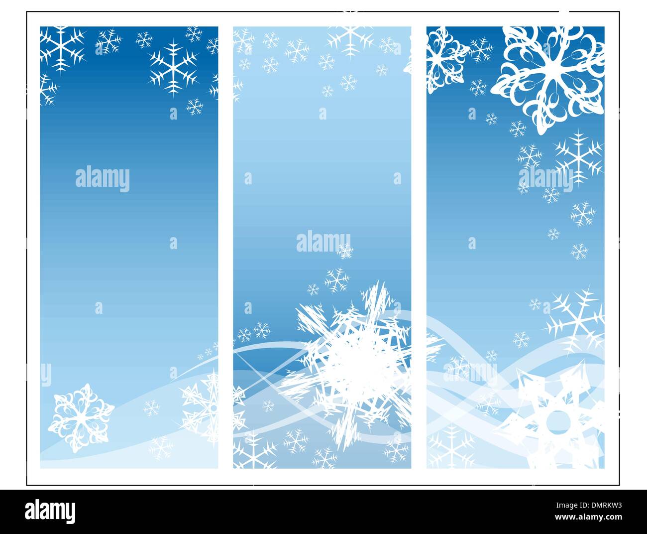 Abstract curve con i fiocchi di neve (tre parti) Illustrazione Vettoriale