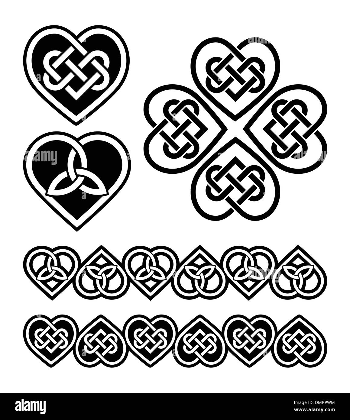 Cuore Celtic knot - vettore set di simboli Illustrazione Vettoriale