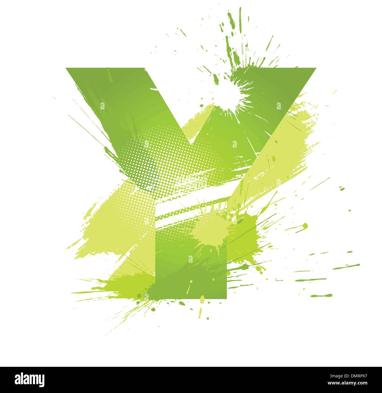 Abstract verde gli spruzzi di vernice font. Lettera Y Illustrazione Vettoriale