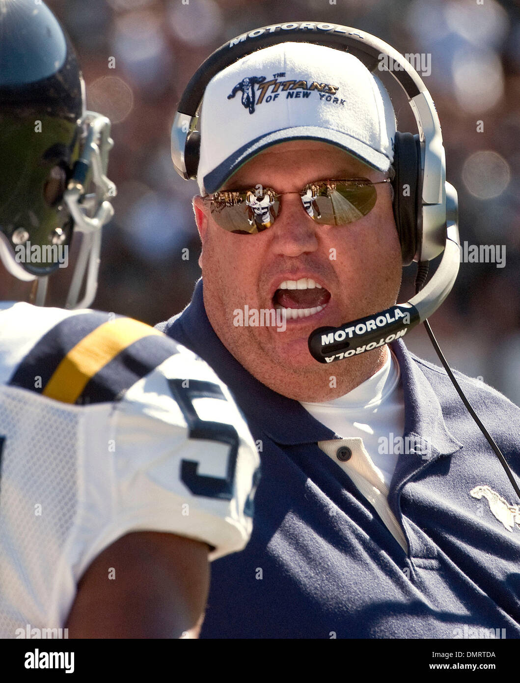 Oct 25, 2009 - Oakland, la California, Stati Uniti - Oakland Raiders vs New York getti alla contea Oakland-Alameda Colosseo domenica 25 ottobre, 2009, New York getti head coach Rex Ryan (credito Immagine: © Al Golub/ZUMApress.com) Foto Stock