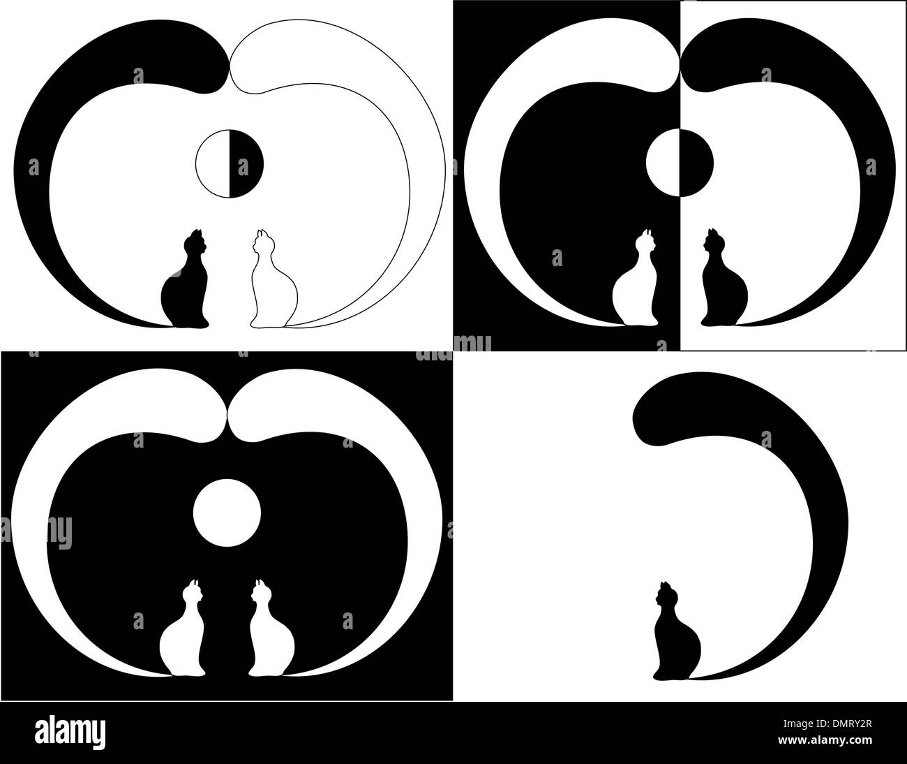 insieme del gatto di amore Illustrazione Vettoriale