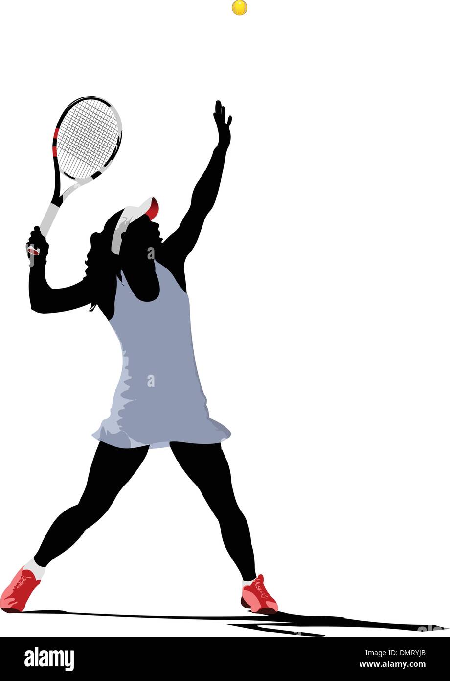 Giocatore di tennis. Colorata illustrazione vettoriale per i progettisti Illustrazione Vettoriale
