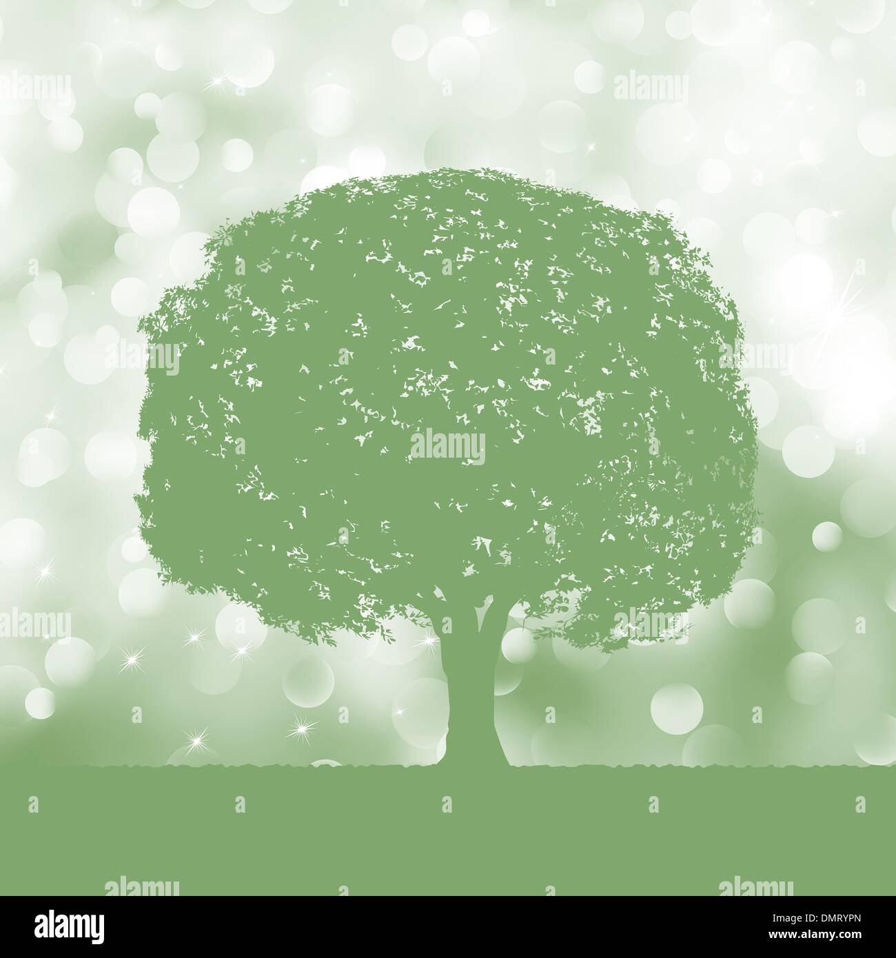 Silhouette ad albero blu e bianco paesaggio. EPS 8 Illustrazione Vettoriale