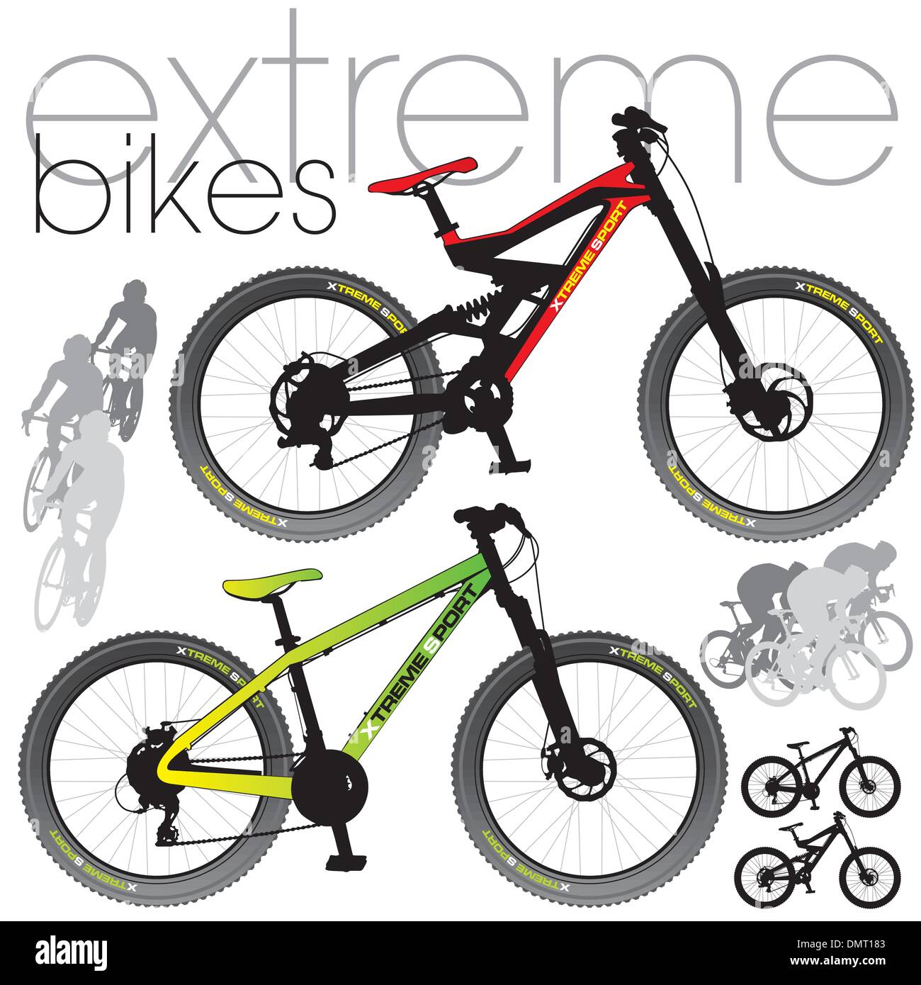 Mountain bikes impostato Illustrazione Vettoriale