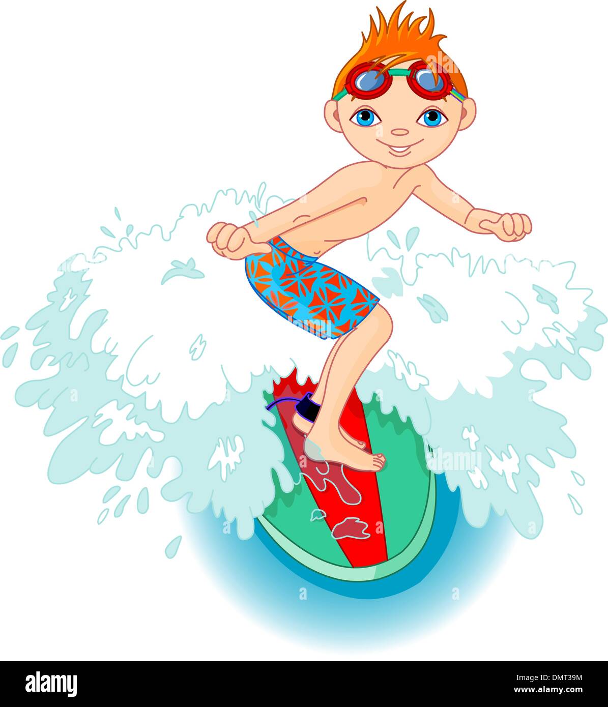 Surfer Boy in azione Illustrazione Vettoriale