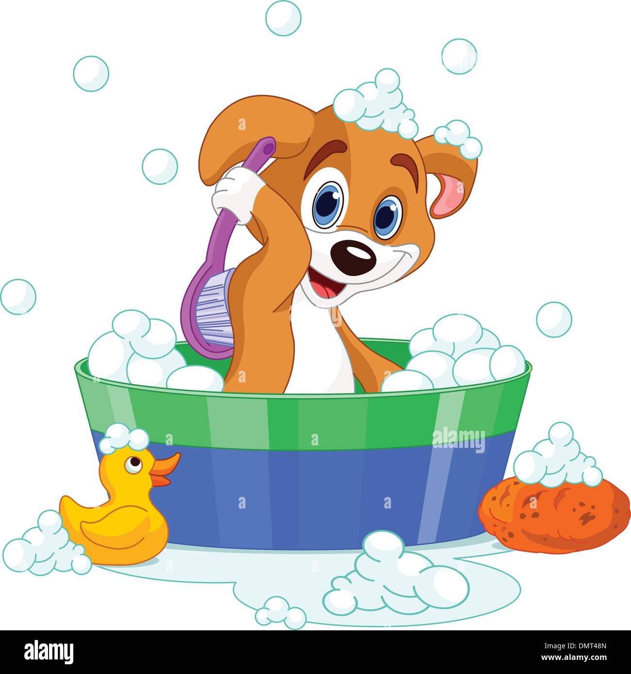 Cane avente una vasca da bagno Illustrazione Vettoriale