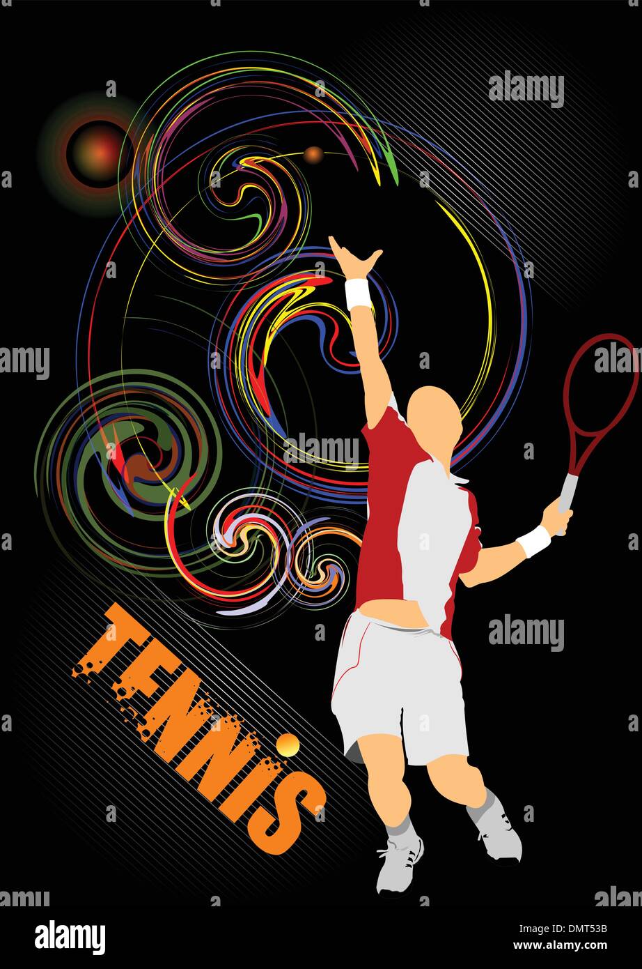 Eps10 giocatore di tennis poster Illustrazione Vettoriale