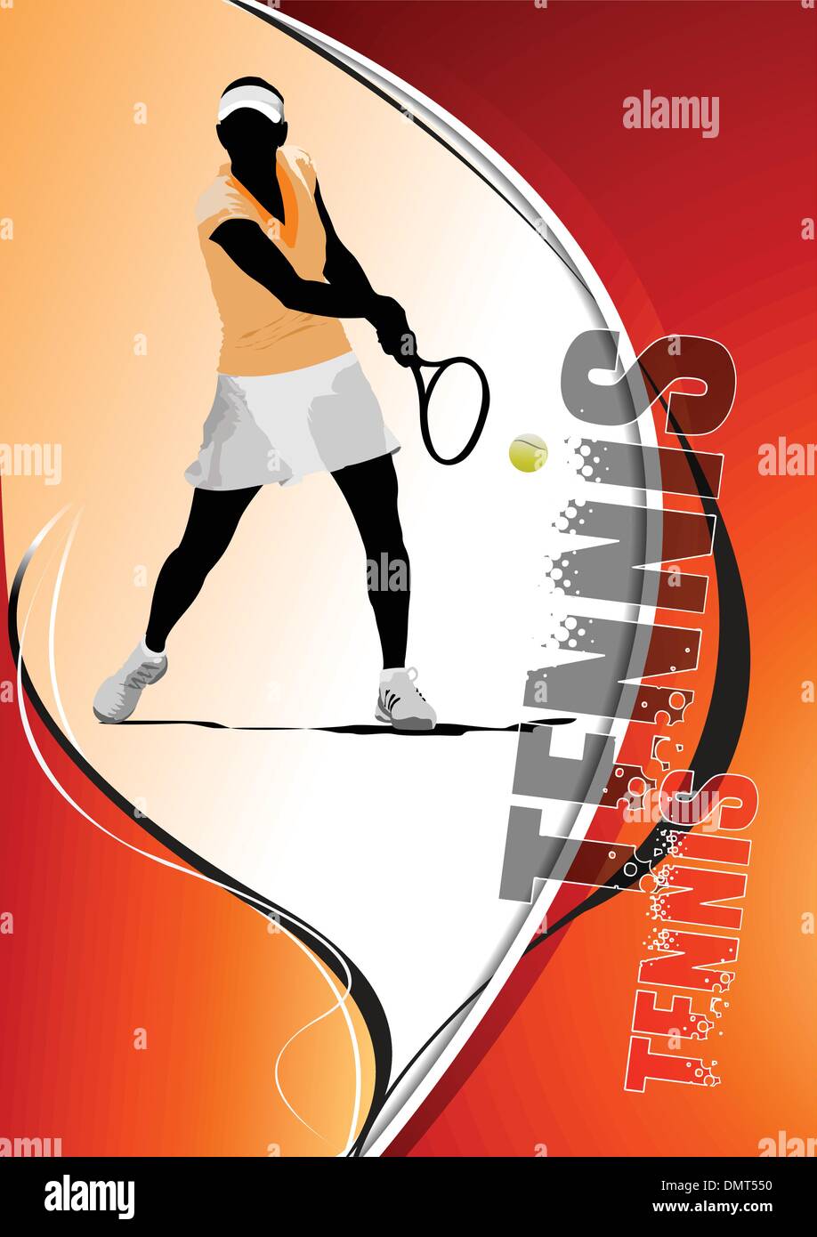 Eps10 giocatore di tennis poster. Colorate eps vettoriali 10 illustrazione f Illustrazione Vettoriale