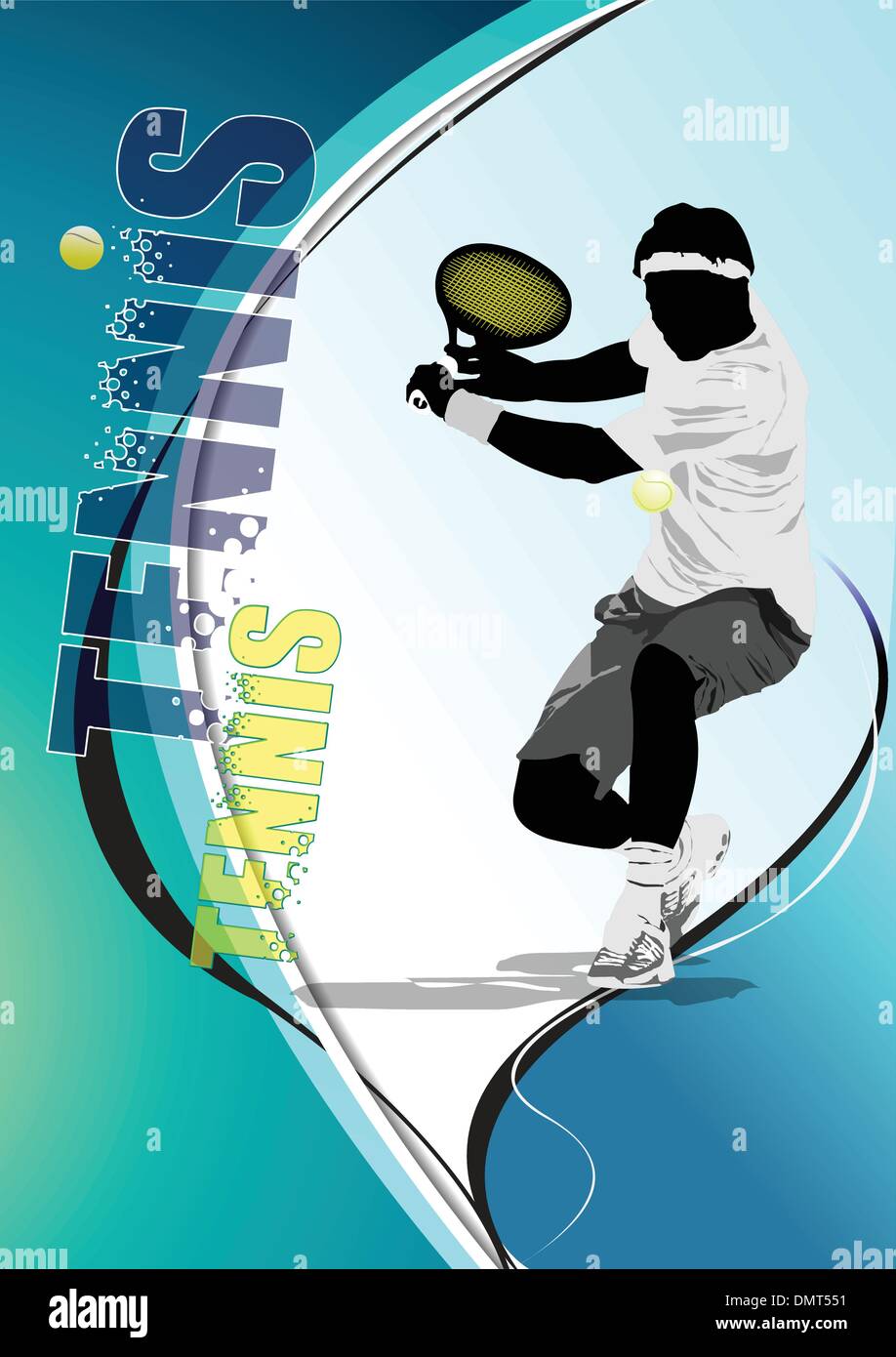 Eps10 giocatore di tennis poster. Colorate eps vettoriali 10 illustrazione f Illustrazione Vettoriale