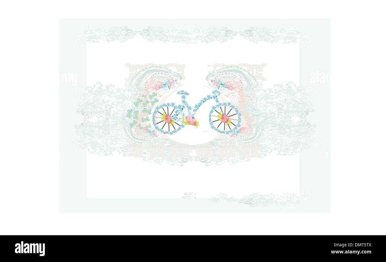 Abstract floreale illustrazione di bicicletta Illustrazione Vettoriale