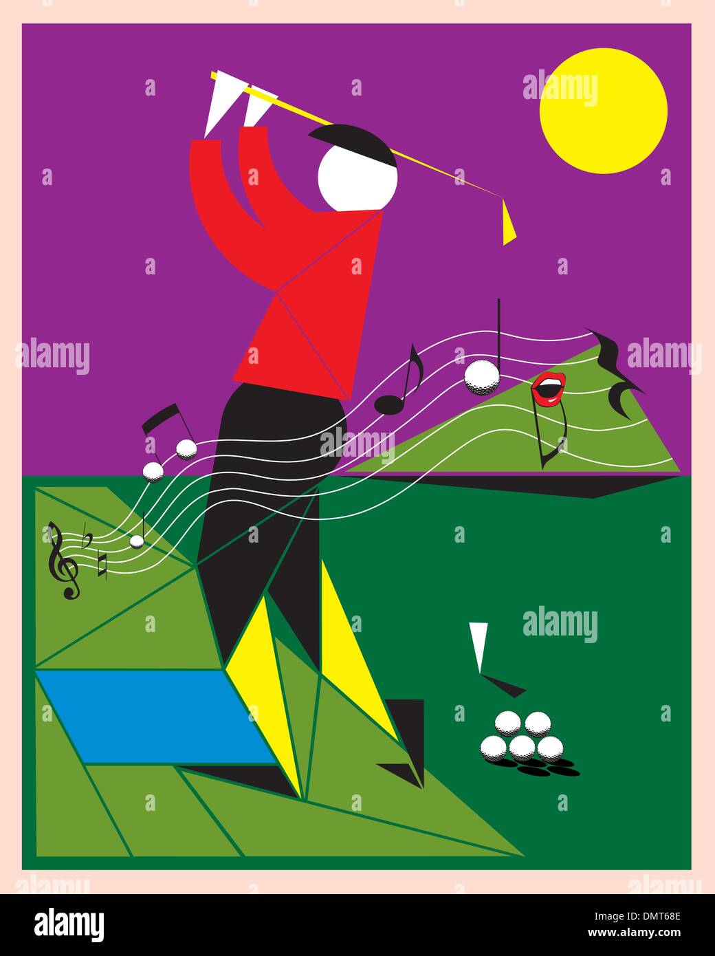 Giocare a golf come una melodia Illustrazione Vettoriale